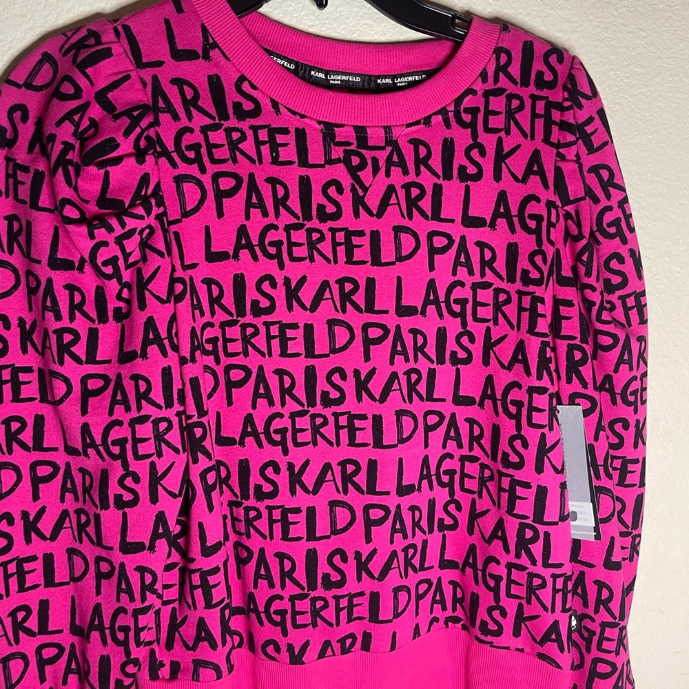 Karl Lagerfeld Vibrant Pink and Black Graphic Top